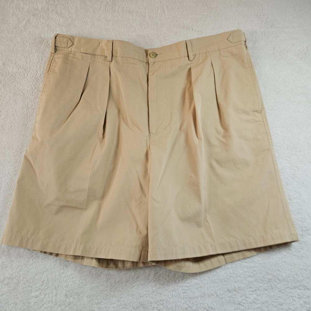 Facconable Mens Khaki Pleated Cotton Shorts Size 40 Casual Summer